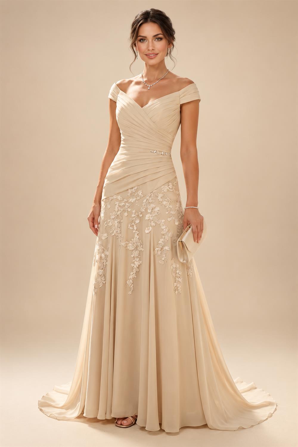 Sheath Satin 3/4 Sleeves Maxi Mother of the Bride & Groom Dresses with Chiffon Cape (SHI22500709)