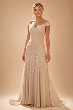 Jacquard A-Line/Princess V-Neck Floor-Length Mother of the Bride & Groom Dresses with Ruched Waist & Pockets (SHI22501298)