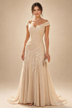 Sheath/Column V-Neck Jacquard Maxi Mother of the Bride & Groom Dresses with Ruffles & Slit (SHI25001047)