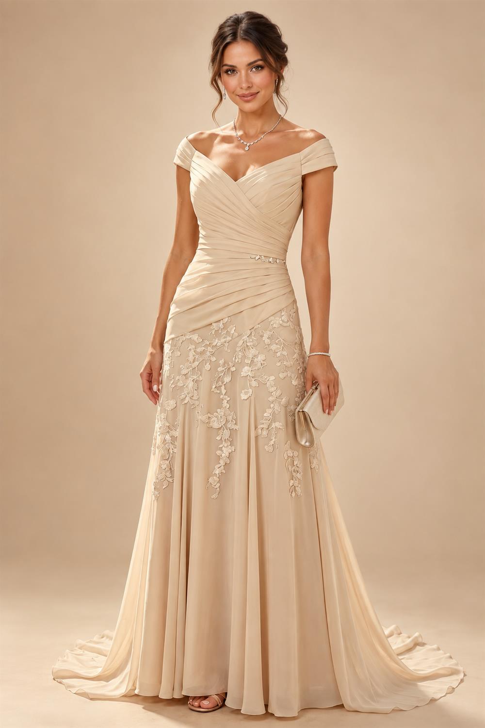 Chiffon A-Line/Princess Scoop Neck Short Mother of the Bride & Groom Dresses Tiered (SHI22500912)