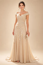 Jacquard Sheath Off the Shoulder Ruched Corset Mother of the Bride & Groom Dresses (SHI22500958)