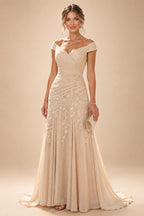 Jacquard A-Line/Princess V-Neck Tea-Length Mother of the Bride & Groom Dresses with Ruched Waist (SHI22501056)