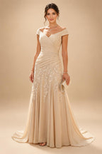 A-Line Chiffon Cape Sleeves Floor-Length Mother of the Bride & Groom Dresses with Floral Sequin Bodice (SHI22500691)