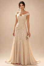 Sequin Floral A-Line/Princess V-Neck Floor-Length Mother of the Bride & Groom Dresses with 3D Flowers & Pleats (SHI22501350)
