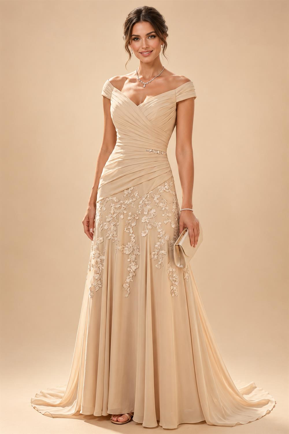 A-Line/Princess V-Neck Floor-Length Mother of the Bride & Groom Dresses with Ruffles & Ruched Waist (SHI22501284)