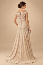 Cape Sleeve Jacquard Satin Ruched Mother of the Bride Dresses (SHI22500526)