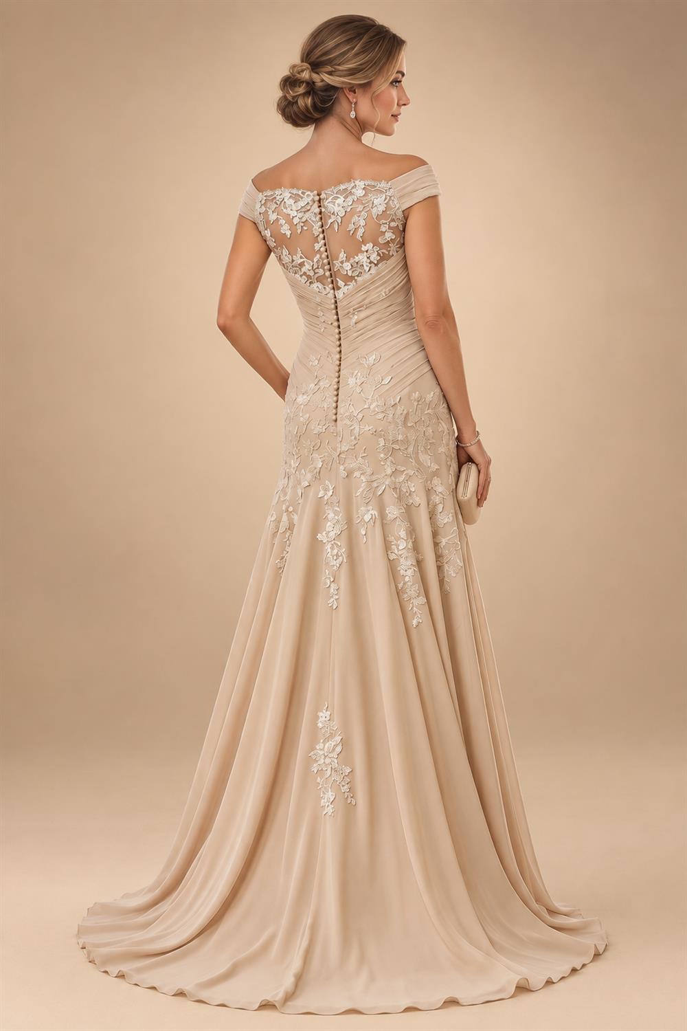 Chiffon A-Line/Princess Scoop Neck Short Mother of the Bride & Groom Dresses Tiered (SHI22500912)