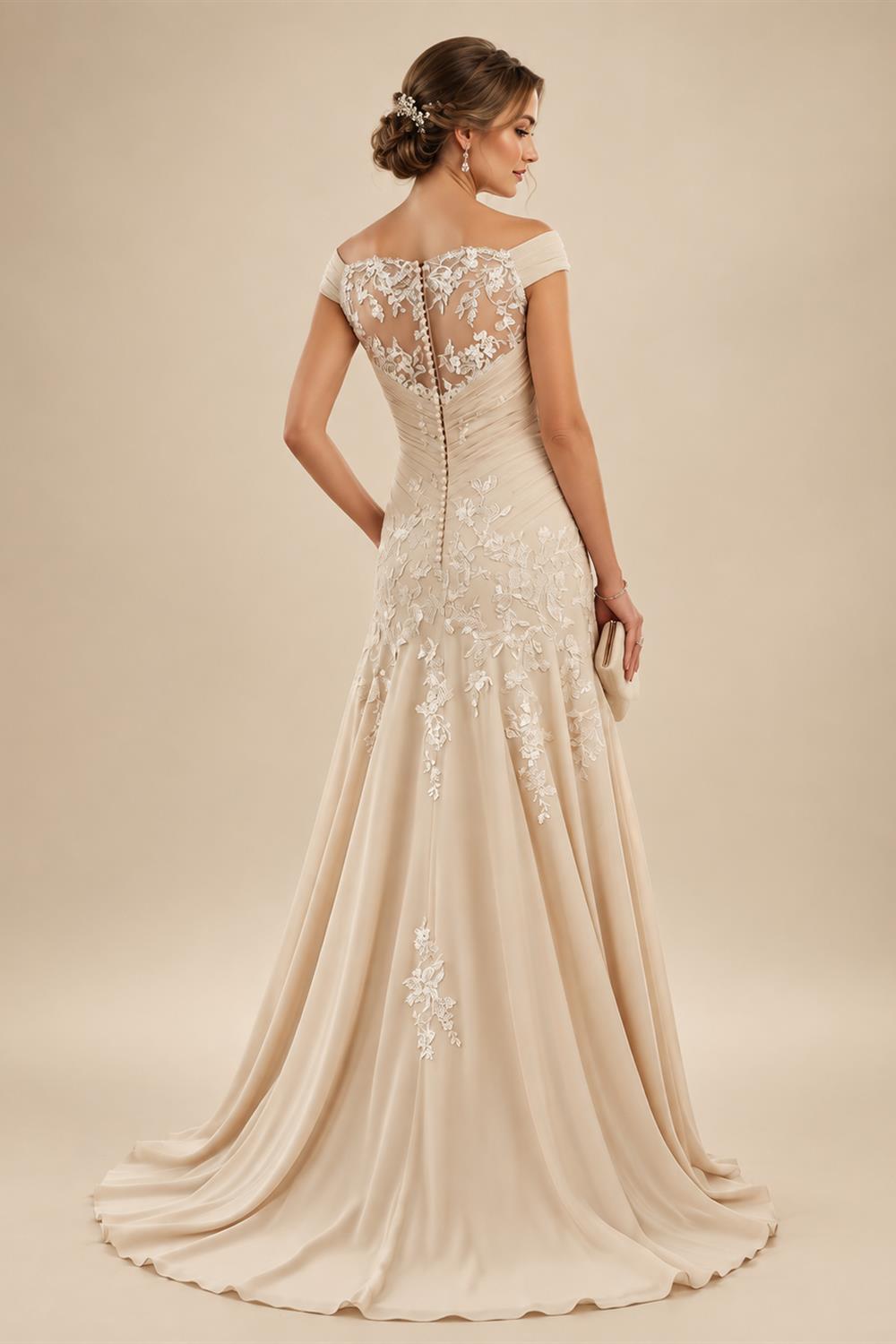 A-Line/Princess Sweetheart Chiffon Maxi Mother of the Bride & Groom Dresses with Lace Appliques & Sweep Train (SHI22501652)