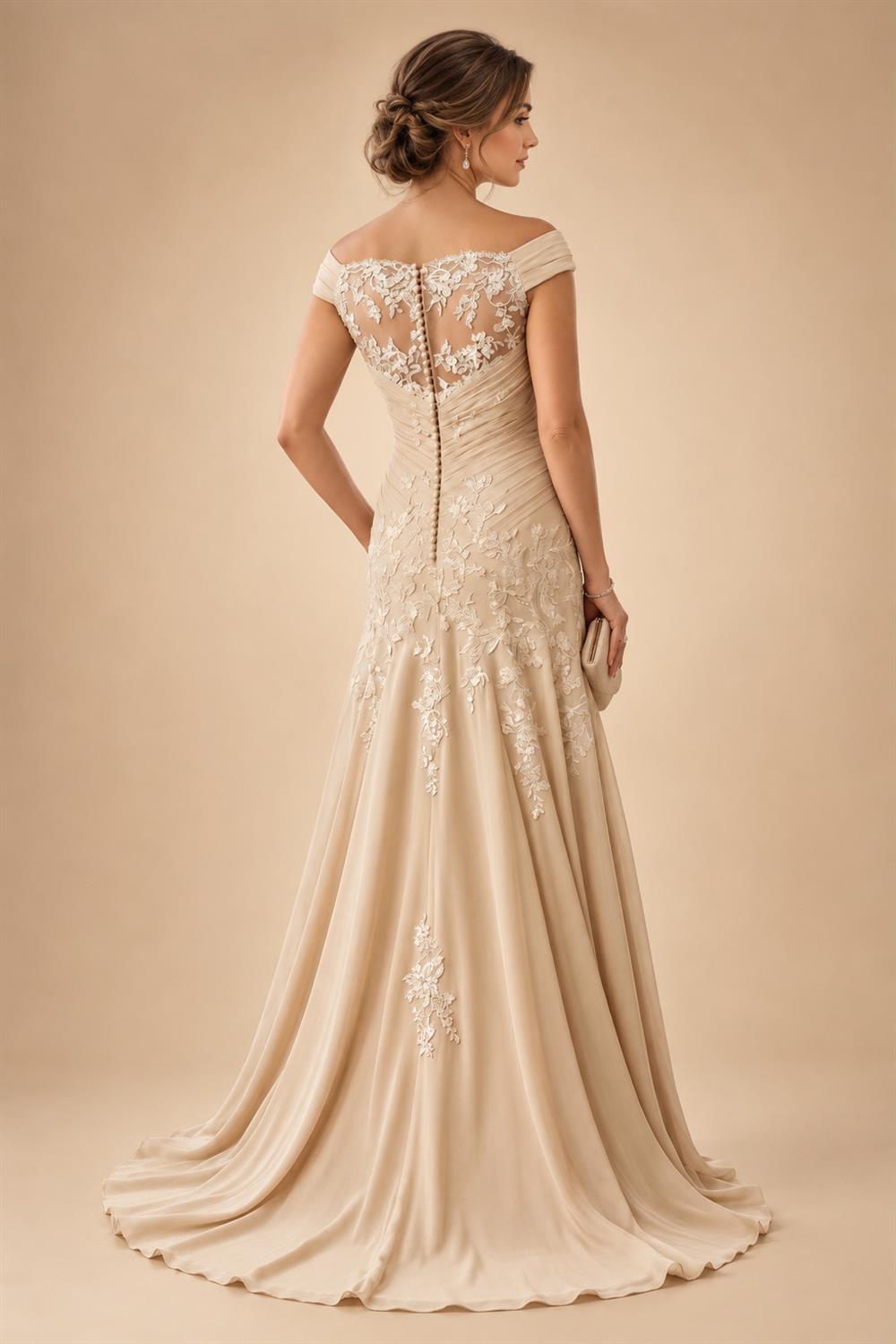 A-Line Chiffon Cape Sleeves Floor-Length Mother of the Bride & Groom Dresses with Ruched Waist (SHI22500705)