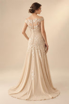 A-Line/Princess Scoop Neck Chiffon Maxi Mother of the Bride & Groom Dresses with Lace Appliques & Pleats (SHI22501638)