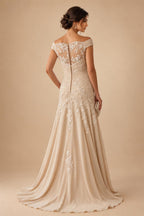Sheath/Column V-Neck Jacquard Maxi Mother of the Bride & Groom Dresses with Ruffles & Slit (SHI25001047)