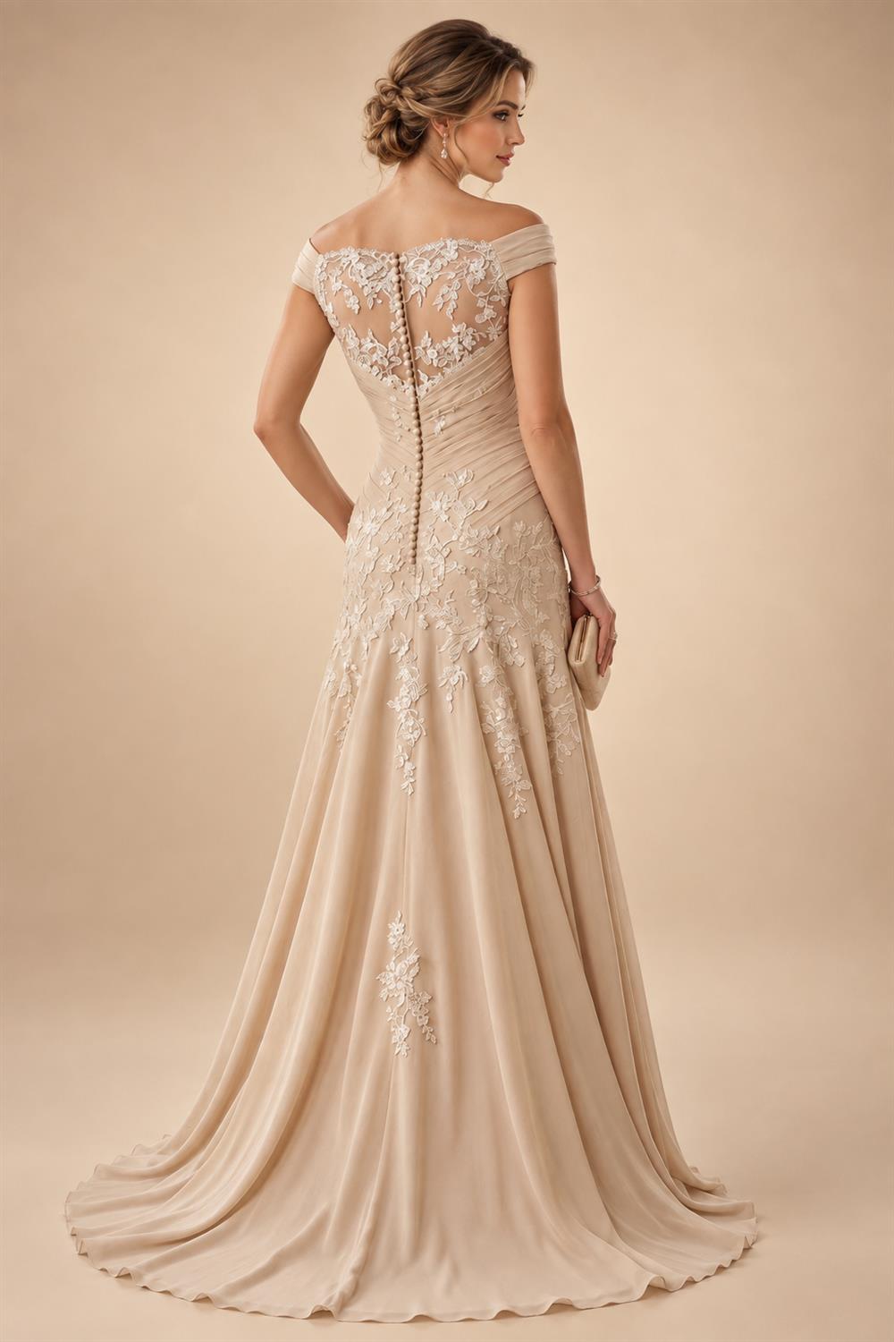 A Line V Neck Short Sleeve Chiffon Ruched Mother of the Bride Dresses with Sequin Embroidery (SHI22500231)