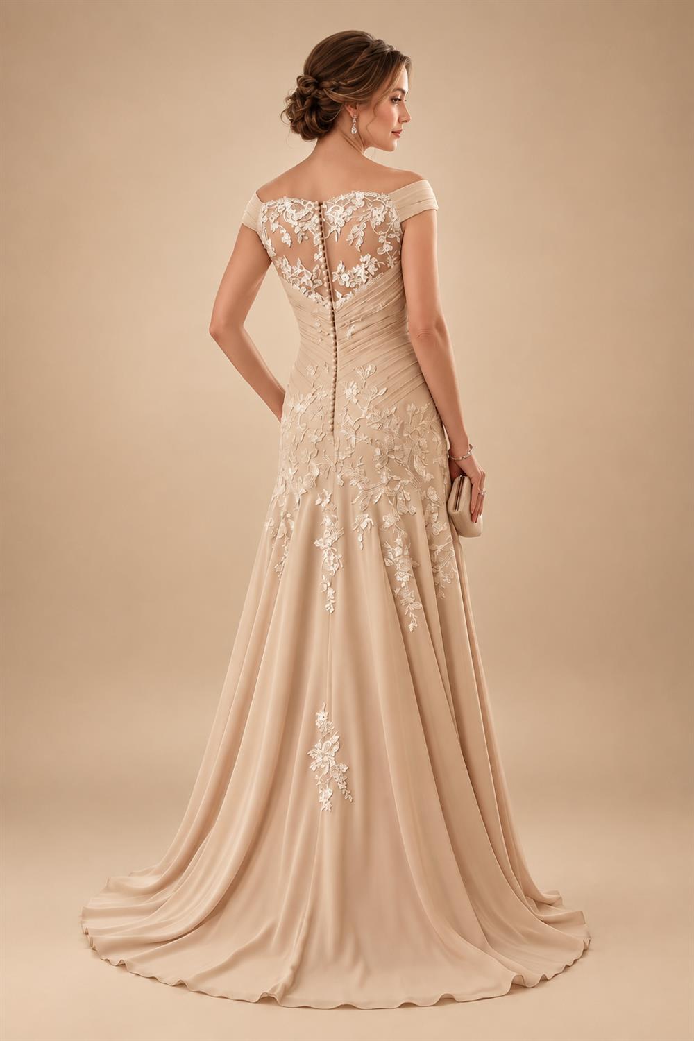 Jacquard A-Line/Princess Asymmetric Neck Floor-Length Mother of the Bride & Groom Dresses with Pleats (SHI22501354)
