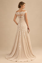 Chiffon Sheath/Column Scoop Neck Floor-Length Mother of the Bride & Groom Dresses with Lace Embroidery Bodice & Ruched Waist (SHI22501513)