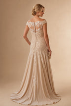 A-Line/Princess V-Neck Floral Embroidery Floor-Length Mother of the Bride & Groom Dresses with Ruched Satin Bodice (SHI22501691)