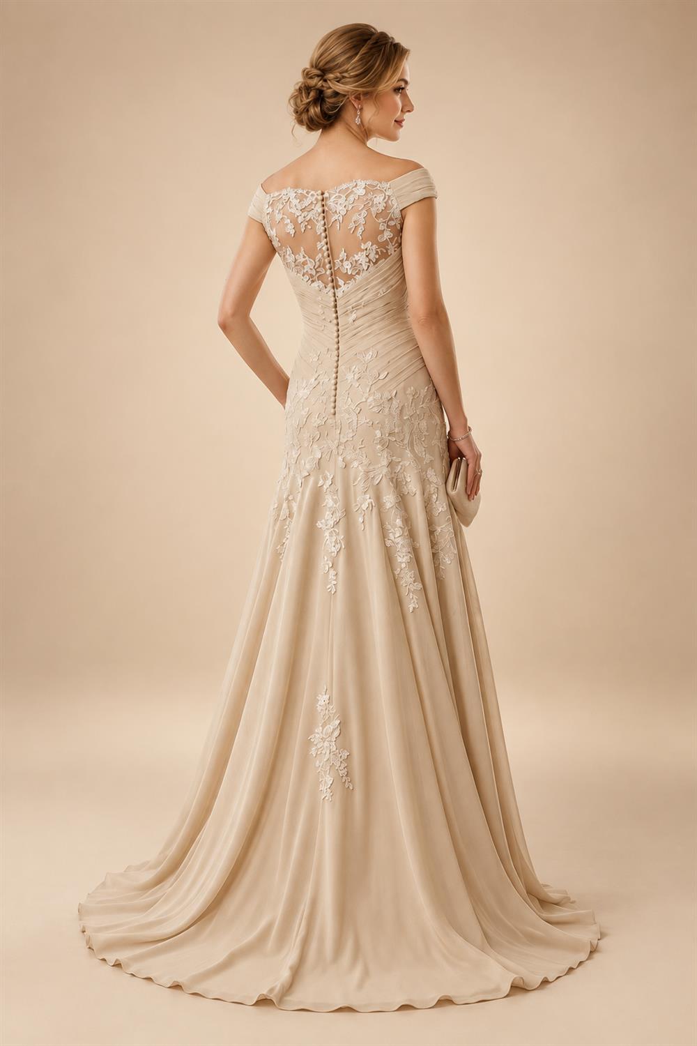 Chiffon Sheath/Column V-Neck Floor-Length Mother of the Bride & Groom Dresses with Lace Embroidery Bodice & Ruched Waist (SHI22501510)