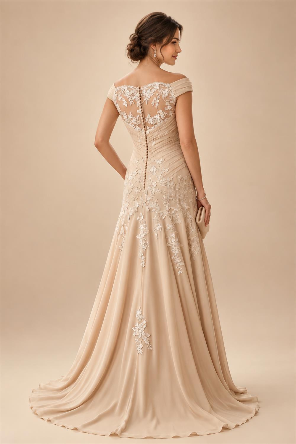 Jacquard A Line V Neck Ruffles Corset Mother of the Bride & Groom Dresses (SHI22500967)