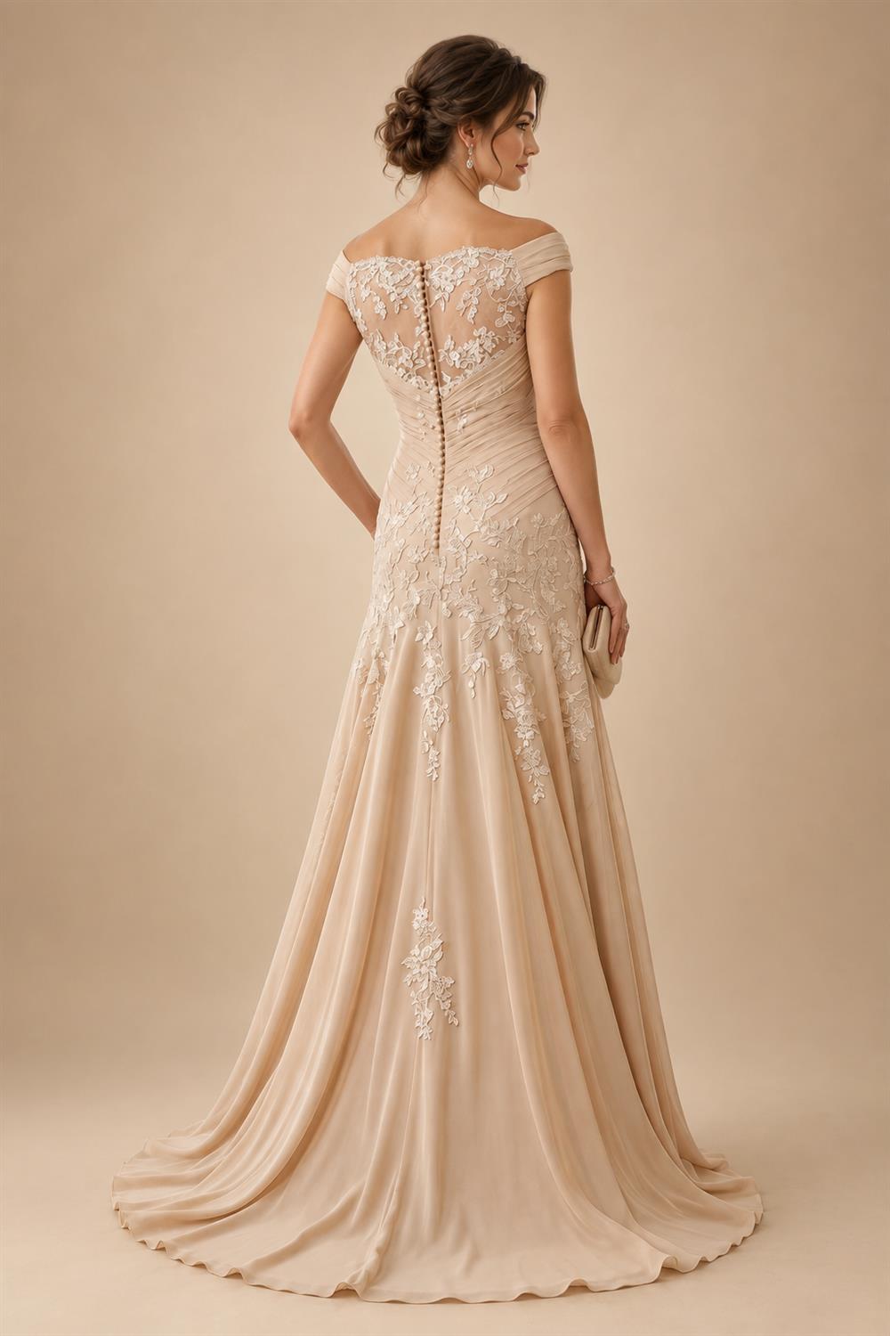 A-Line/Princess V-Neck Chiffon Maxi Mother of the Bride & Groom Dresses with Feather Trim & Pleats (SHI22501651)