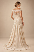 Sheath Floral Jacquard Off Shoulder Mother of the Bride & Groom Dresses with Flower (SHI22500777)