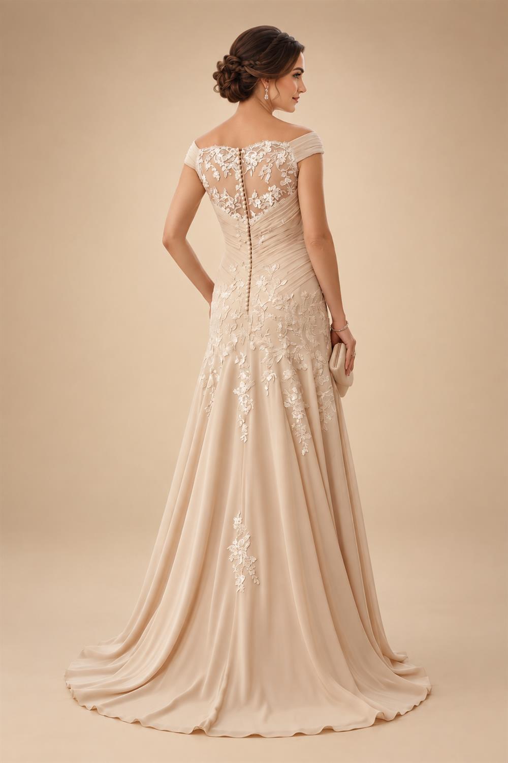 Jumpsuit Scoop Neck Chiffon Maxi Mother of the Bride Pantsuits with 3D Flowers & Bow (SHI22501634)
