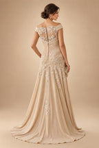 A-Line Chiffon Cape Sleeves Floor-Length Mother of the Bride & Groom Dresses with Ruched Waist (SHI22500705)