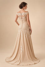 Sheath Satin 3/4 Sleeves Maxi Mother of the Bride & Groom Dresses with Chiffon Cape (SHI22500709)