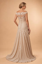 Jacquard Sheath/Column V-Neck Tea-Length Mother of the Bride & Groom Dresses for Women (SHI22501292)