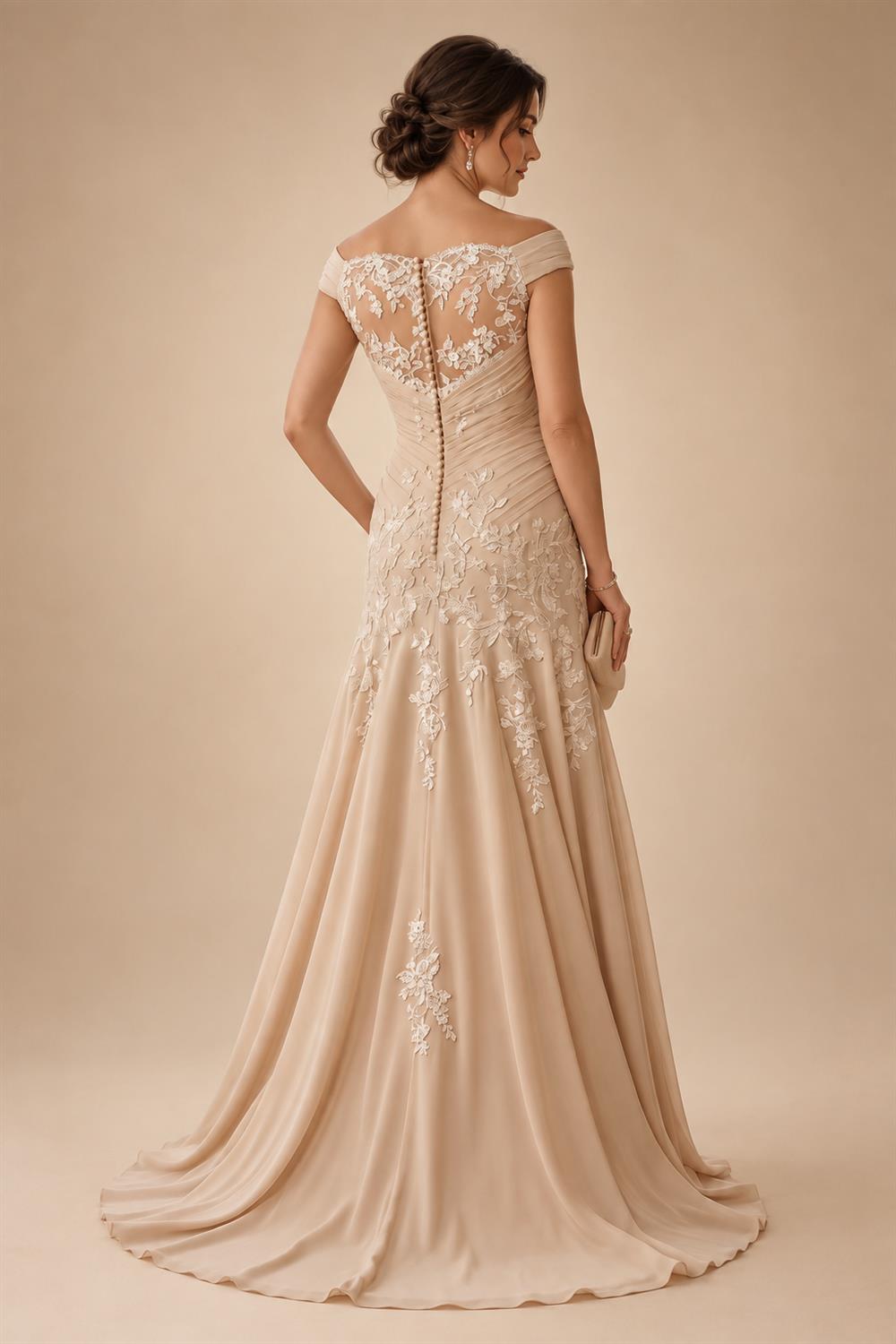 Jacquard A-Line/Princess V-Neck Tea-Length Mother of the Bride & Groom Dresses with Ruched Waist (SHI22501056)