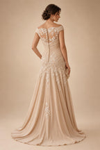 Jacquard A-Line/Princess V-Neck Tea-Length Mother of the Bride & Groom Dresses with Ruched Waist (SHI22501056)