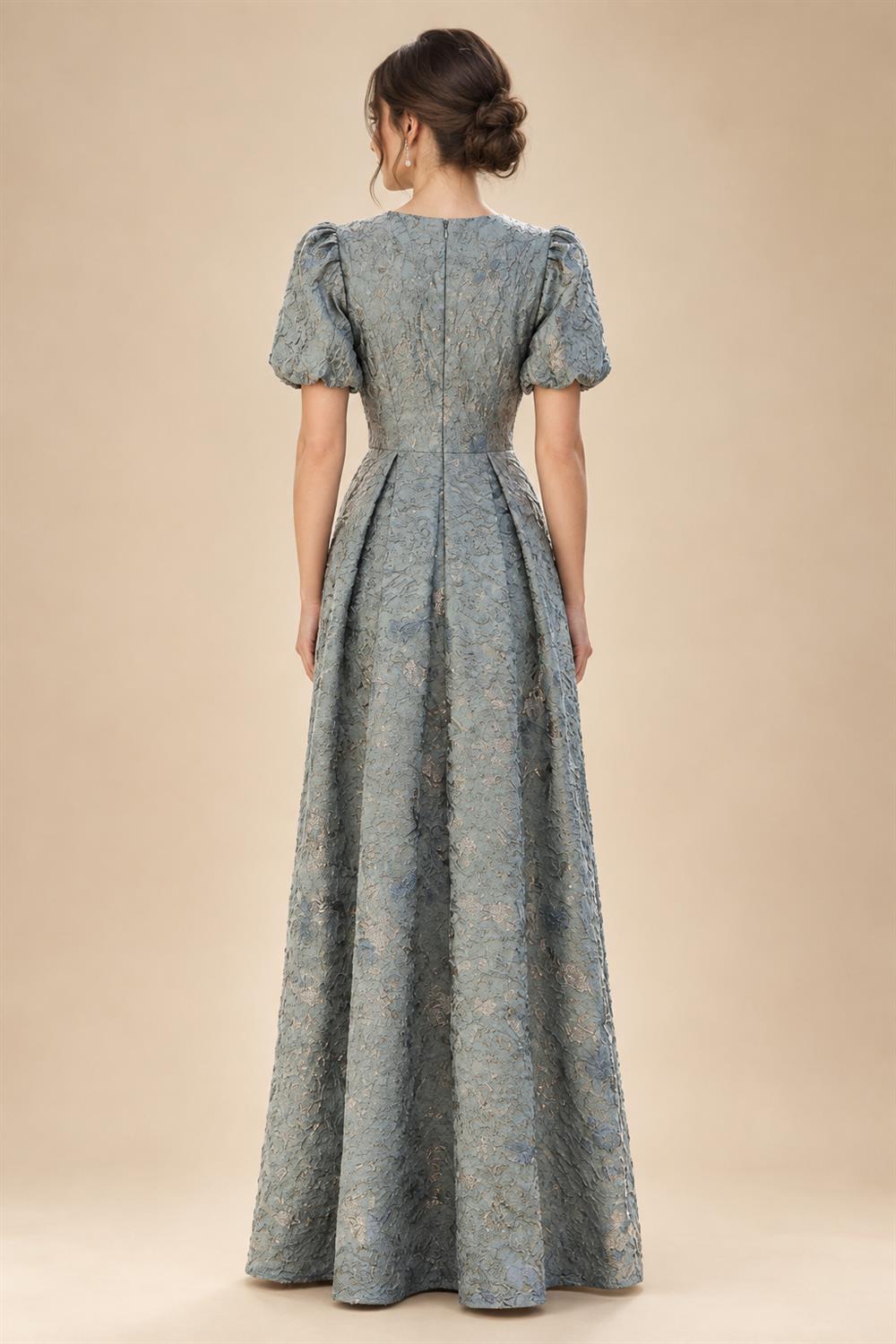 Sequin Floral A-Line/Princess V-Neck Floor-Length Mother of the Bride & Groom Dresses with 3D Flowers & Pleats (SHI22501350)