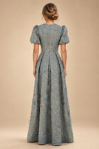 Sequin Floral A-Line/Princess V-Neck Floor-Length Mother of the Bride & Groom Dresses with 3D Flowers & Pleats (SHI22501350)