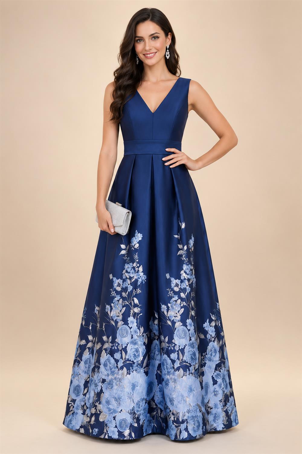 A-Line/Princess V-Neck Floor-Length Mother of the Bride & Groom Dresses with Ruffles & Ruched Waist (SHI22501284)