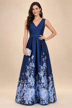 A-Line/Princess V-Neck Floor-Length Mother of the Bride & Groom Dresses with Ruffles & Ruched Waist (SHI22501284)