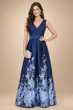 A-Line/Princess V-Neck Floor-Length Mother of the Bride & Groom Dresses with Ruffles & Ruched Waist (SHI22501284)