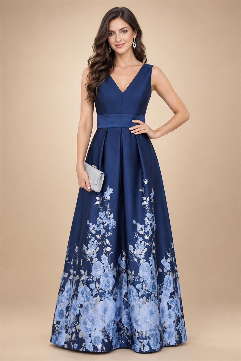 A-Line/Princess V-Neck Floor-Length Mother of the Bride & Groom Dresses with Ruffles & Ruched Waist (SHI22501284)