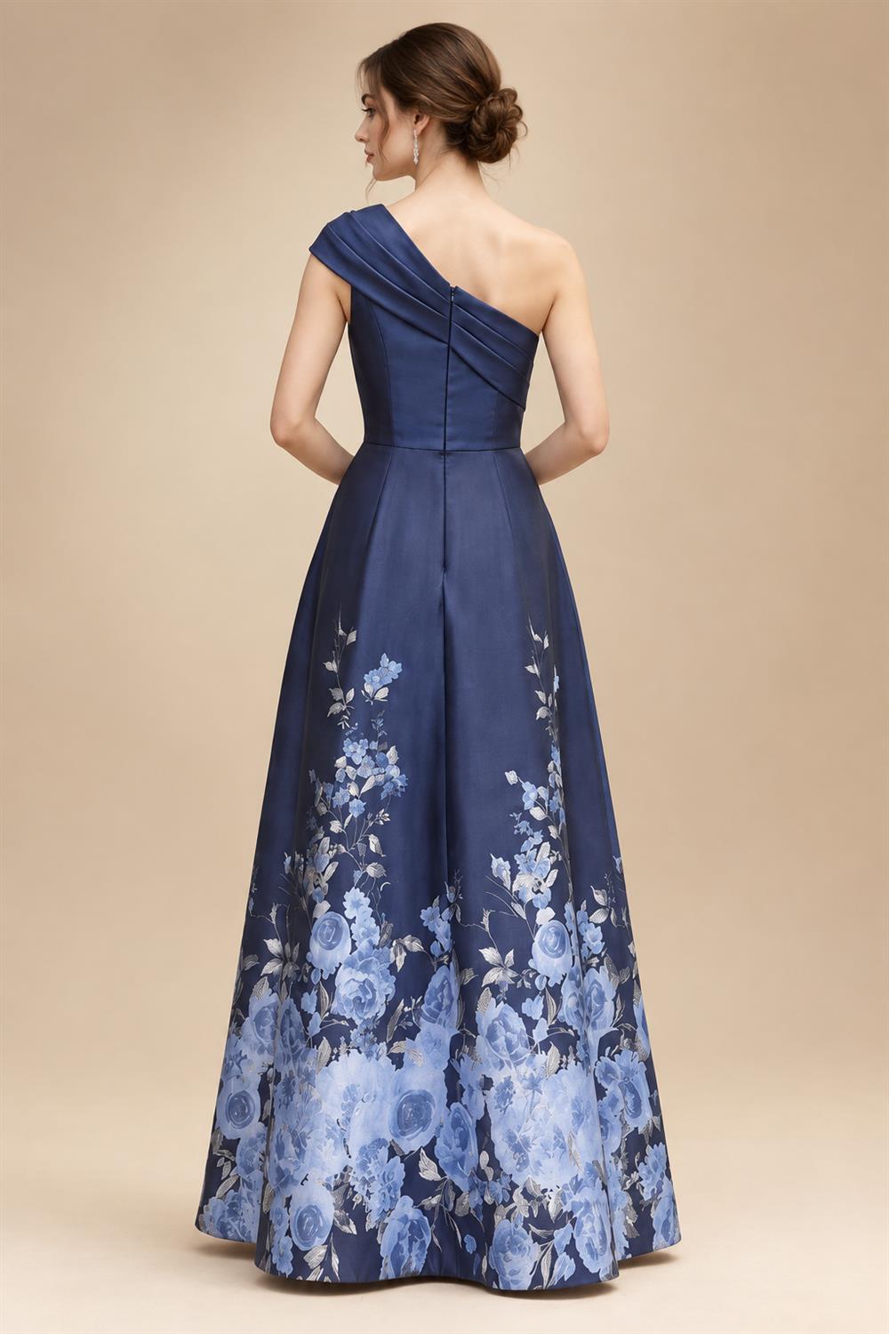 Chiffon A-Line/Princess One Shoulder Floor-Length Mother of the Bride & Groom Dresses with Ruffles & Ruched Waist (SHI22501248)