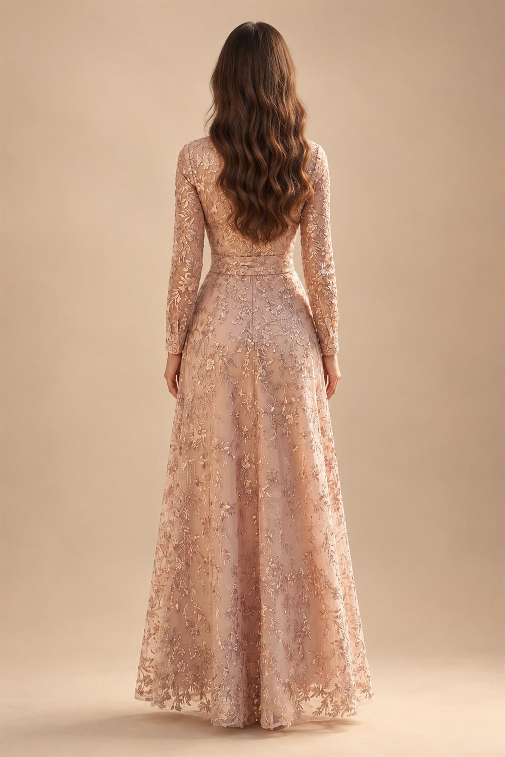 Sequin Floral A-Line/Princess V-Neck Floor-Length Mother of the Bride & Groom Dresses with 3D Flowers & Pleats (SHI22501348)