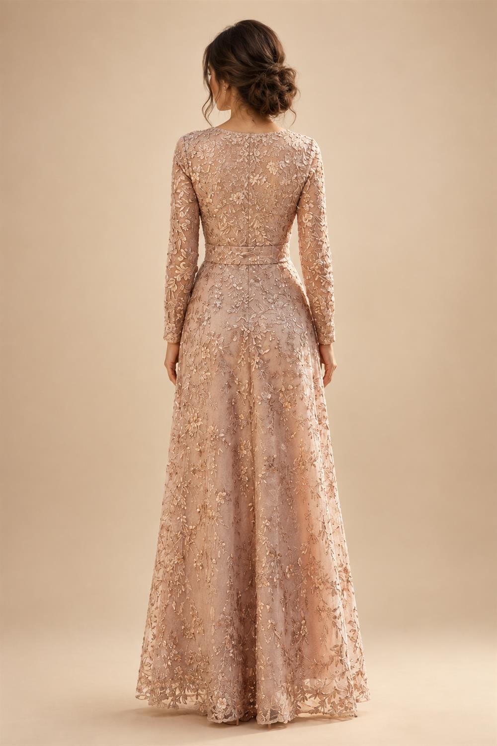 Sequin Floral A-Line/Princess V-Neck Floor-Length Mother of the Bride & Groom Dresses with 3D Flowers & Pleats (SHI22501348)