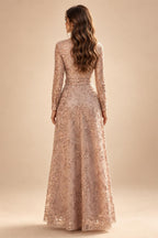 Sequin Floral A-Line/Princess V-Neck Floor-Length Mother of the Bride & Groom Dresses with 3D Flowers & Pleats (SHI22501350)