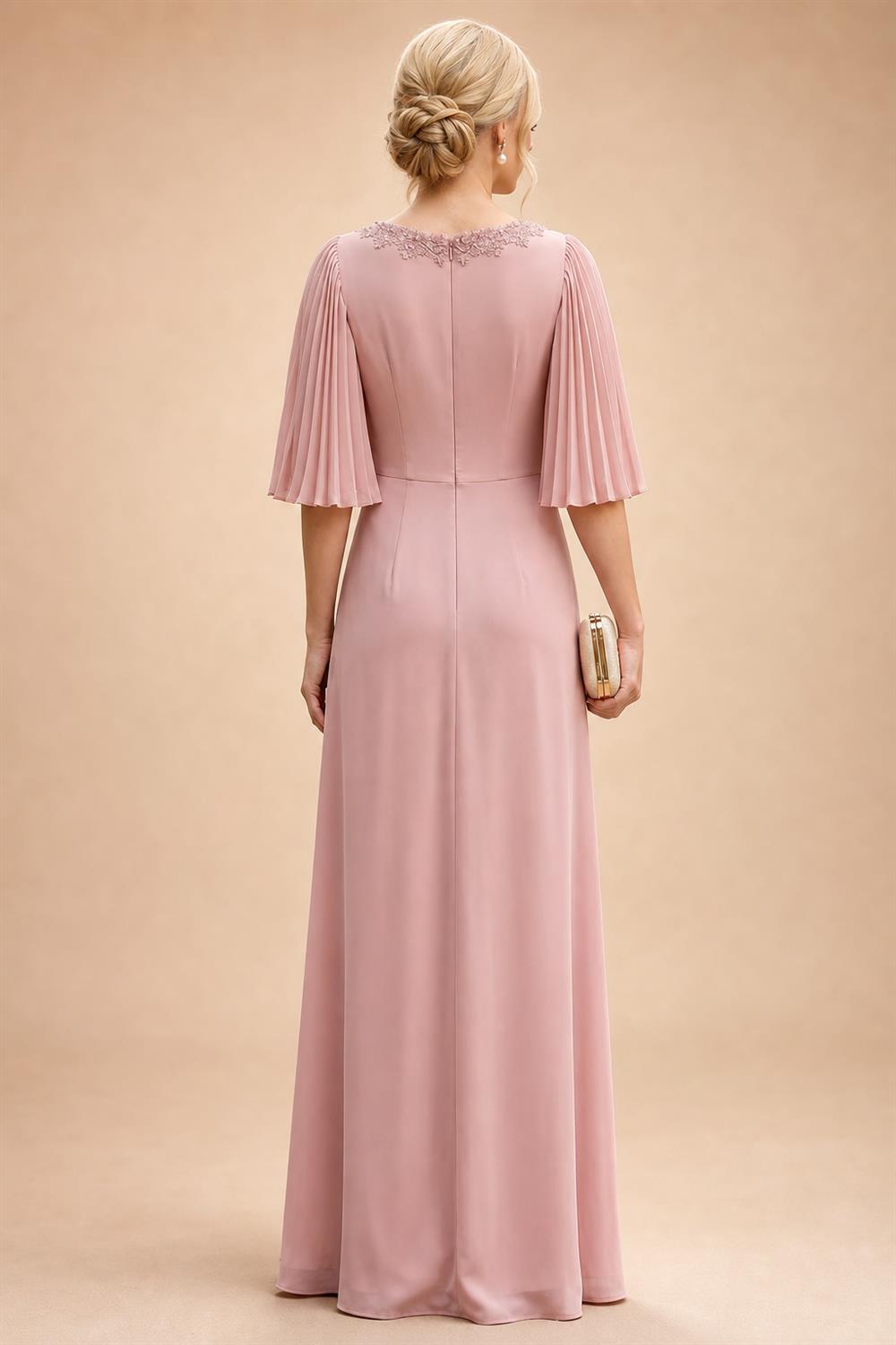 Satin A Line Round Neck Ruched Pleats Mother of the Bride & Groom Dresses (SHI22500952)
