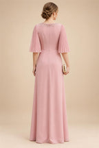 Chiffon A-Line/Princess Scoop Neck Floor-Length Mother of the Bride & Groom Dresses with Ruched Waist (SHI22501277)