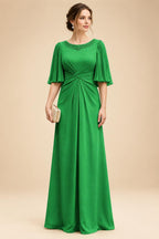 Chiffon A-Line/Princess Scoop Neck Floor-Length Mother of the Bride & Groom Dresses with Ruched Waist (SHI22501277)