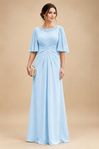 Chiffon A-Line/Princess Scoop Neck Floor-Length Mother of the Bride & Groom Dresses with Ruched Waist (SHI22501277)