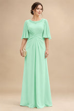 Chiffon A-Line/Princess Scoop Neck Floor-Length Mother of the Bride & Groom Dresses with Ruched Waist (SHI22501277)