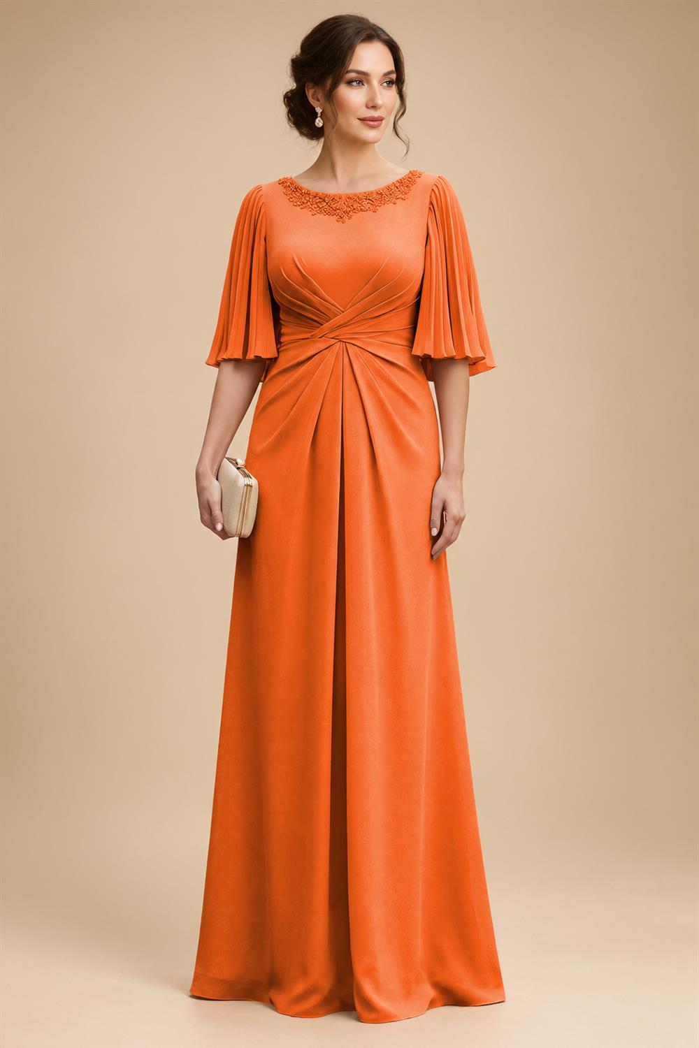 Chiffon A-Line/Princess Scoop Neck Floor-Length Mother of the Bride & Groom Dresses with Ruched Waist (SHI22501277)