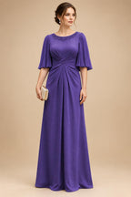 Chiffon A-Line/Princess Scoop Neck Floor-Length Mother of the Bride & Groom Dresses with Ruched Waist (SHI22501277)