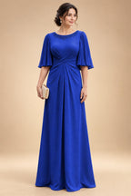 Chiffon A-Line/Princess Scoop Neck Floor-Length Mother of the Bride & Groom Dresses with Ruched Waist (SHI22501277)