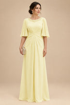 Chiffon A-Line/Princess Scoop Neck Floor-Length Mother of the Bride & Groom Dresses with Ruched Waist (SHI22501277)