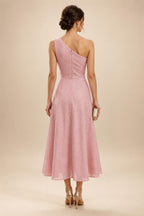 A-Line/Princess Scoop Neck Tea-Length Mother of the Bride & Groom Dresses with Ruffles & Ruched Waist (SHI22501287)