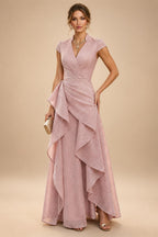 Jacquard Sheath/Column 3/4 Sleeves Floor-Length Mother of the Bride & Groom Dresses with Ruched Waist & Rhinestones (SHI22500801)